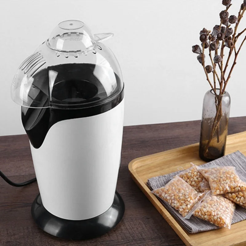 1100W Black Popcorn Maker Hot Air Popper Machine For Home Kitchen Dormitory Camping EU Plug 220V