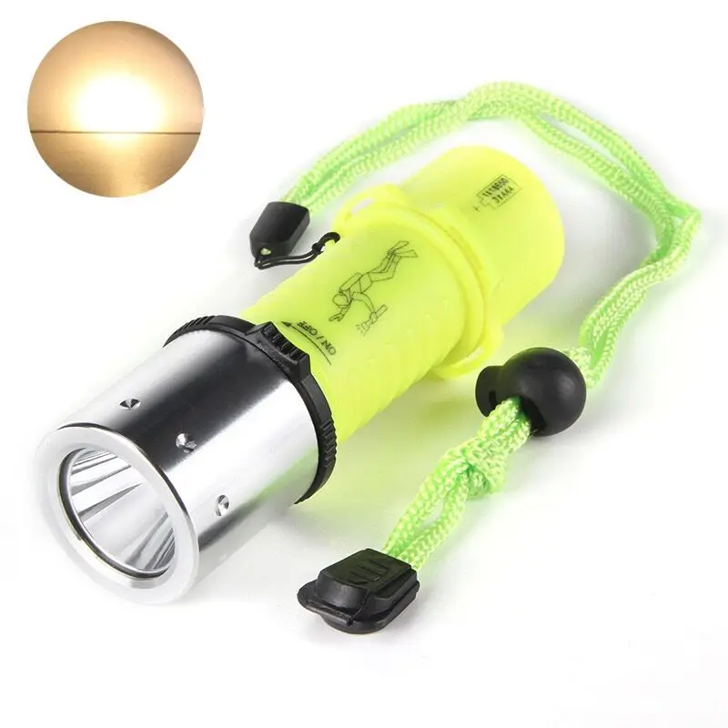 Diving  T6 1200LM 3 Mode Yellow Light Warm Light T6 LED Waterproof Underwater LED Flashlight Lamp Torch