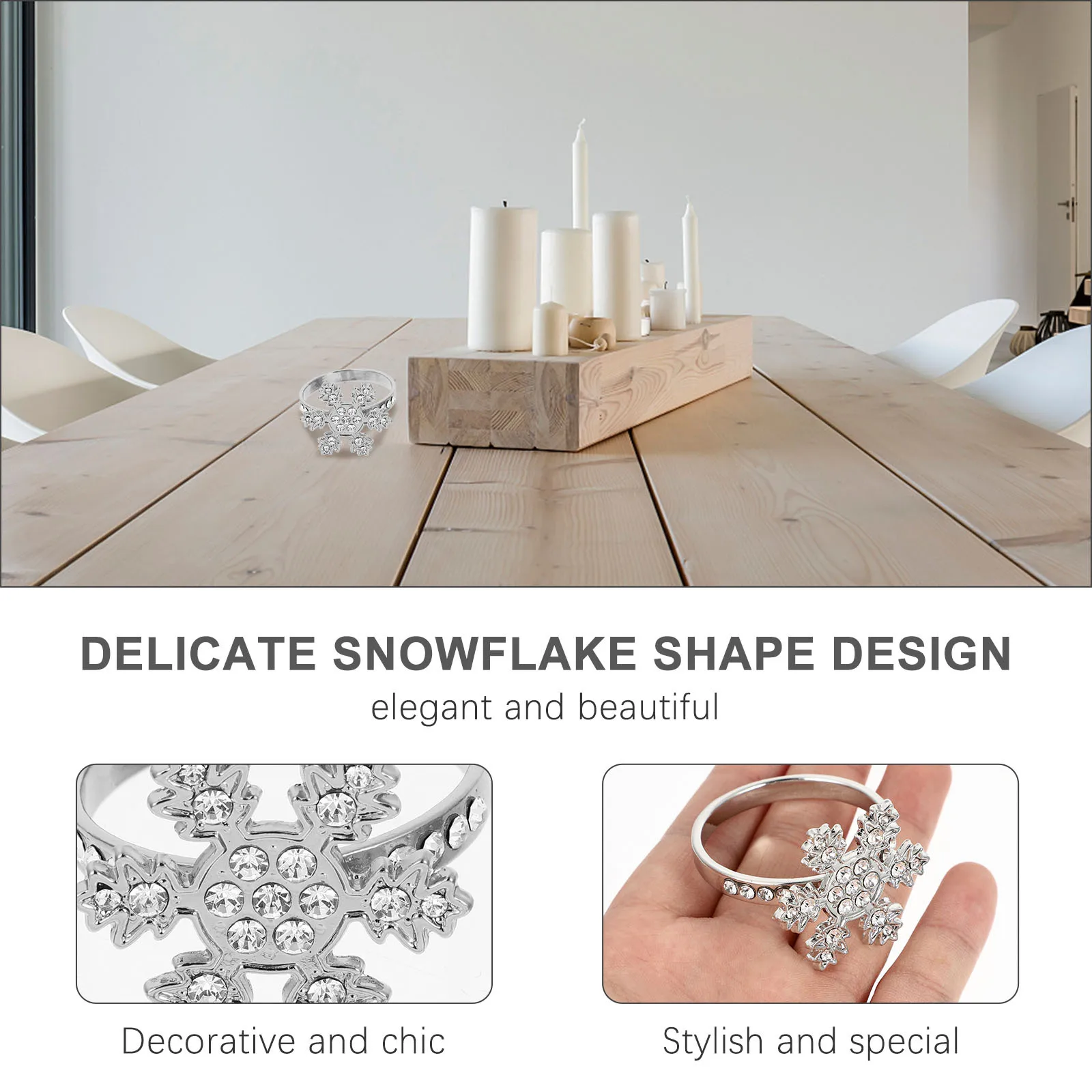 

4Pcs Snowflake Napkin Ring Christmas Buckle Bright Color Creative Napkin Holder Xmas Dining Table Decor Table Decor