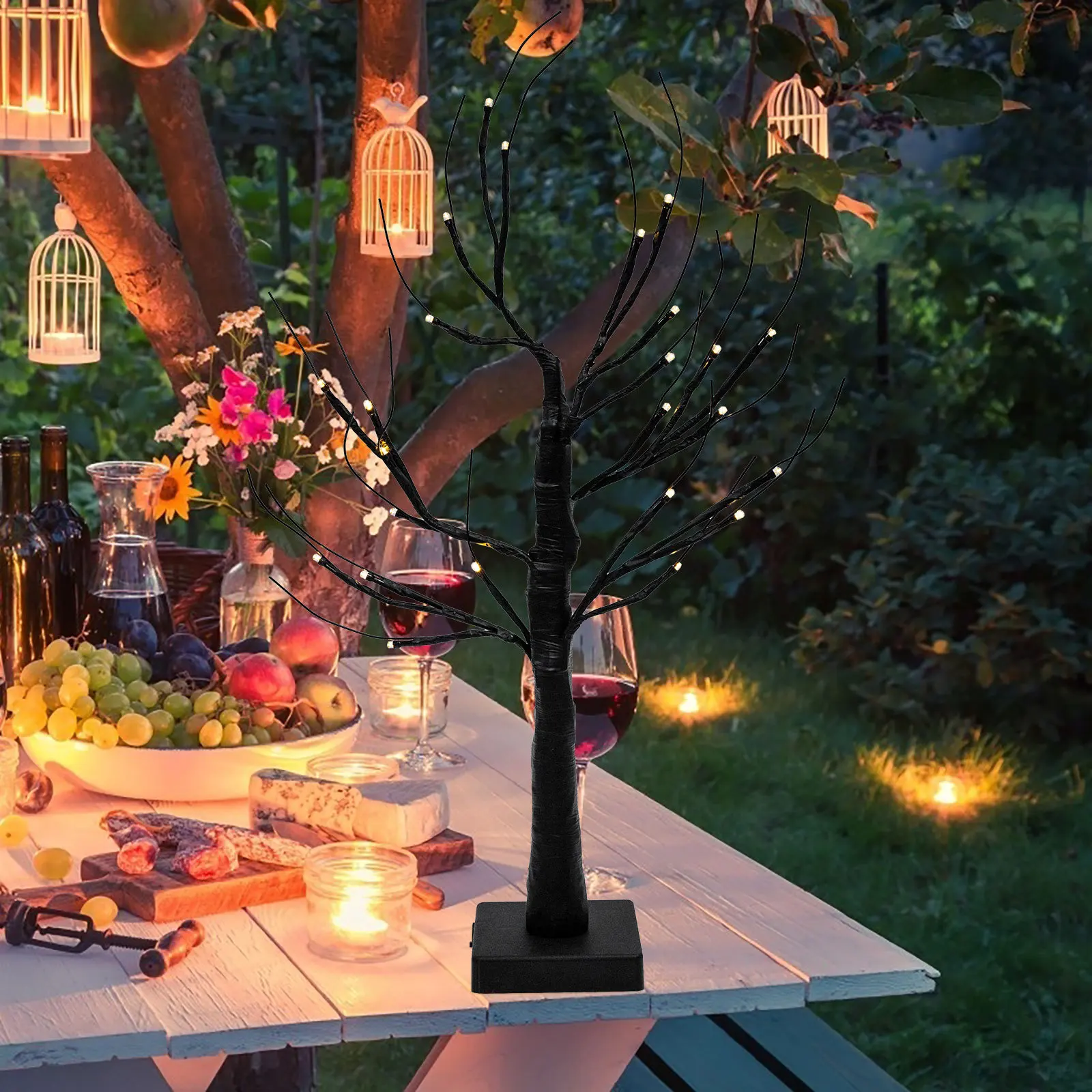 

LED Lighted Birch Tree Operated Branch Night Light Table Lamp Decorative Bonsai Tree Light for Bedroom Party Halloween