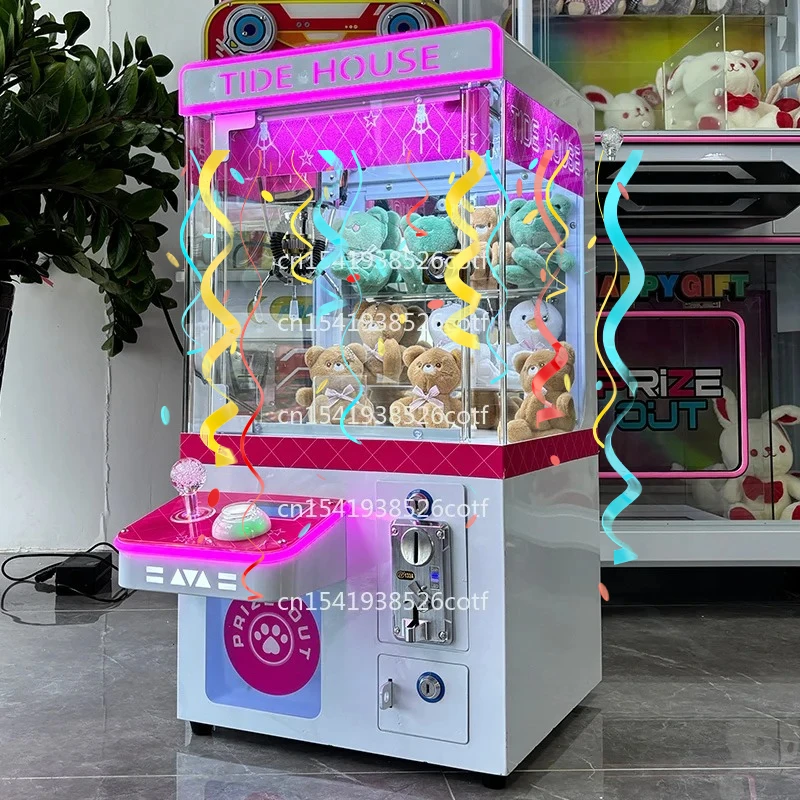 

Commercial single coin coin drop children's mini small household fully transparent clamp doll machine stall machine