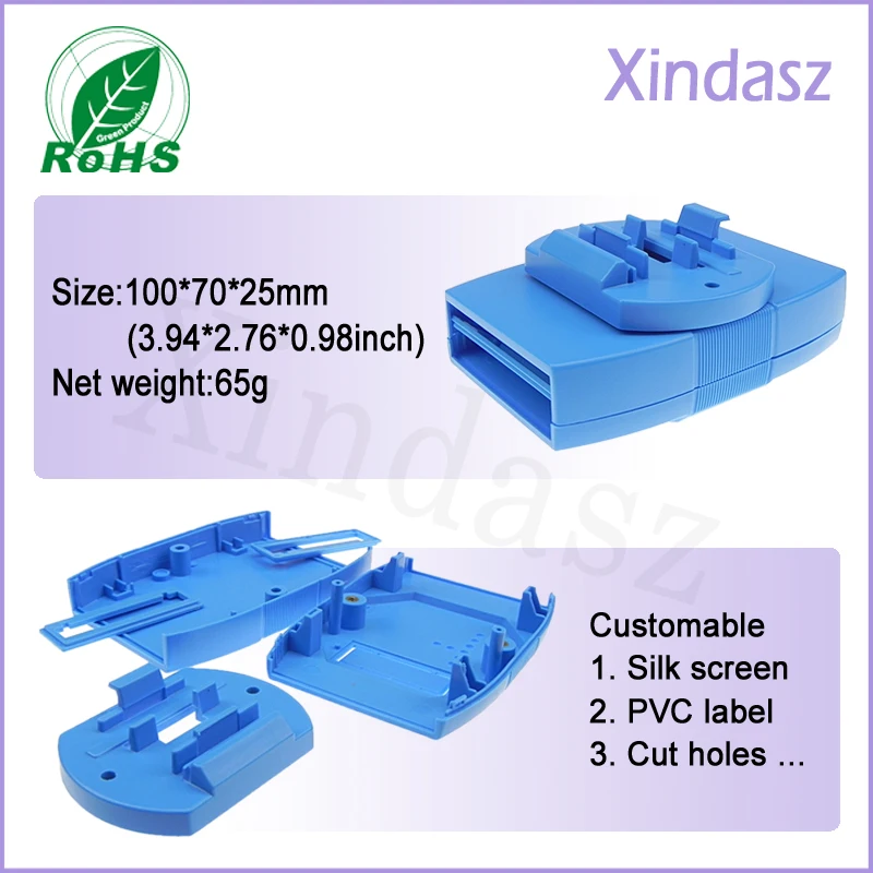 1PCS 100*70*25mm blue color  diy electronic plastic housing project case electronics enclosure