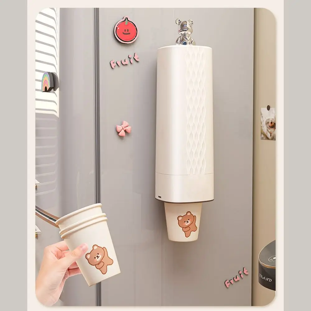 New ABS Disposable Cup Holder Dust-proof Wall Mounted Paper cup holder Storage Cup Cups Dispenser Holder