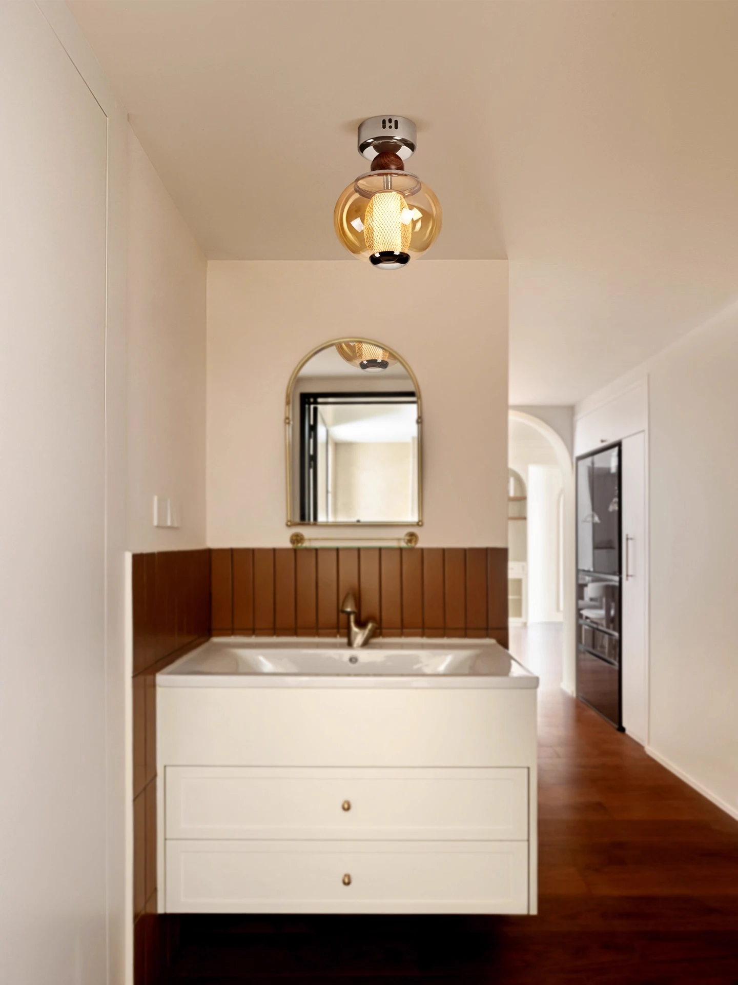 Mid ancient style corridor lights French retro grid entrance lights designer's high-end balcony small ceiling lights