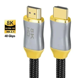HDMI-Compatible 2.1 cable 8K Ultra HD 8K@60Hz 4K@120Hz 48Gbps Cord for Computer Speakers Projectors PS3 PS4 PS5 4K Apple Tv Box
