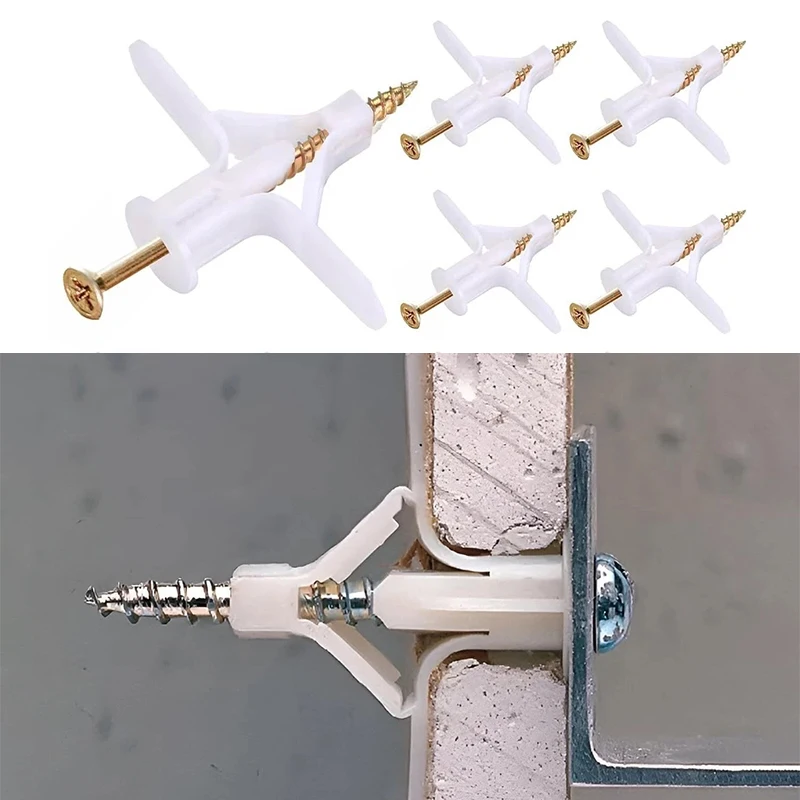 100PCS Drywall Anchor Kit Airplane Wall Plug Hollow Wall Anchors Plasterboard Plugs with Screws Expansion Tube Pipe 50 Sets