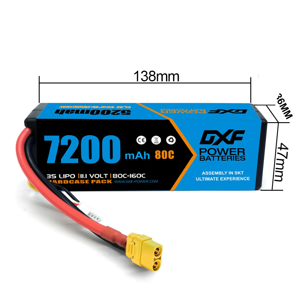 Batteria DXF 3S Lipo 11.1V 7200mAh 80C con custodia rigida con spina XT90 per 1/8 Buggy Truggy Offroad Car Boat Truck Airplane UAV RACING