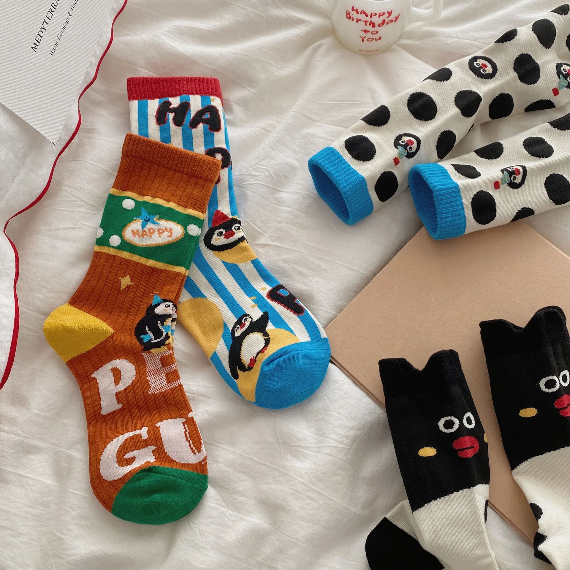 Ladies' Socks Korean Cartoon Penguin Cute Sweet High-quality Cotton Socks For Girl Wholesale Verstaile Kawaiii Comfortable