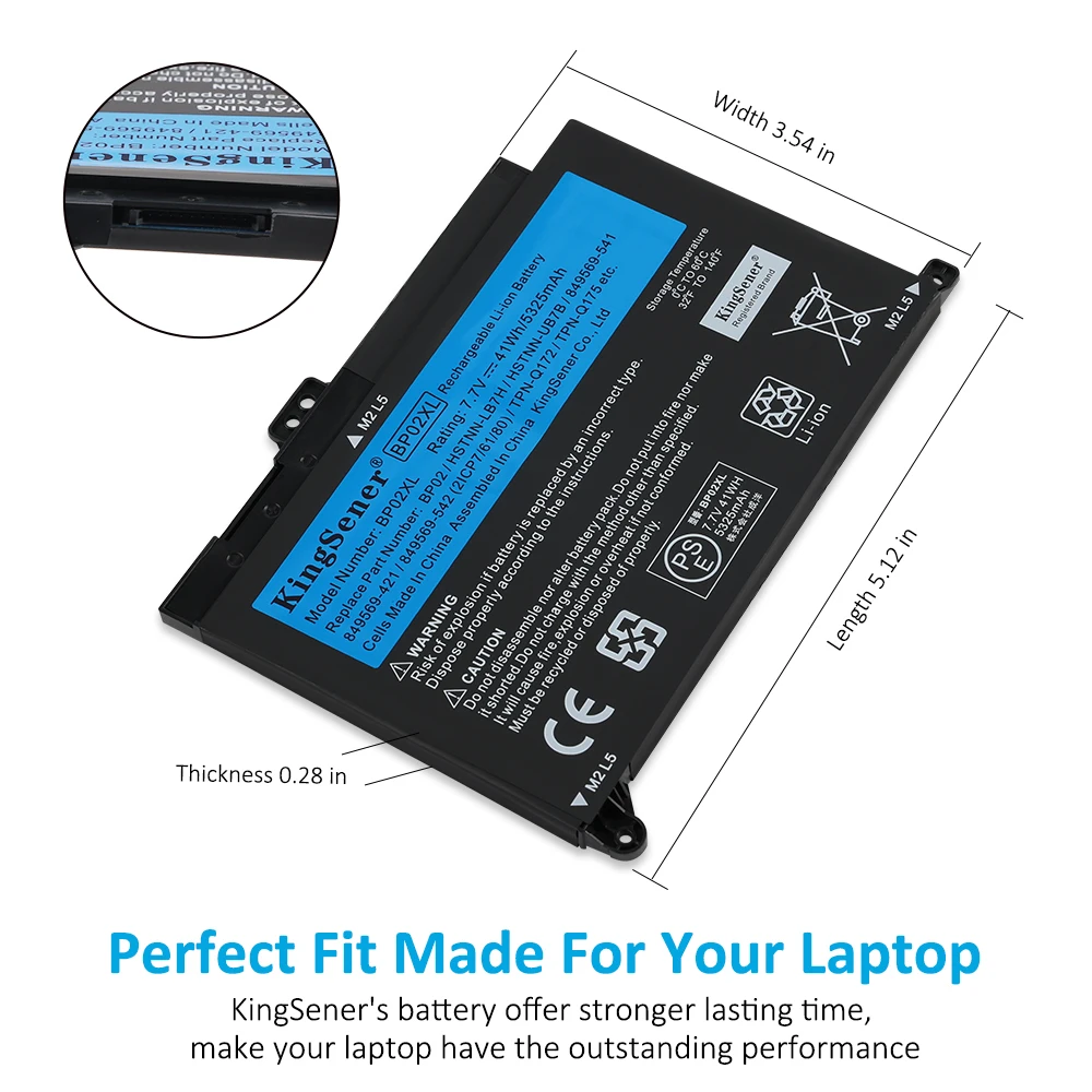 KingSener 7.7V 5150mAh BP02XL Laptop Battery For HP Pavilion PC 15 15-AU 849909-850 849569-421 HSTNN-LB7H BP02041XL HSTNN-UB7B