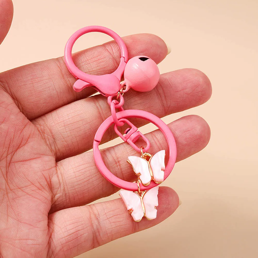 Aihua Niedlicher Klingelnder Blumen-Schmetterling-Herz-Schlüsselanhänger für Frauen und Mädchen, Handtaschenanhänger, Schlüsselkette, Schmuckzubehör, Geschenke – Detail 4