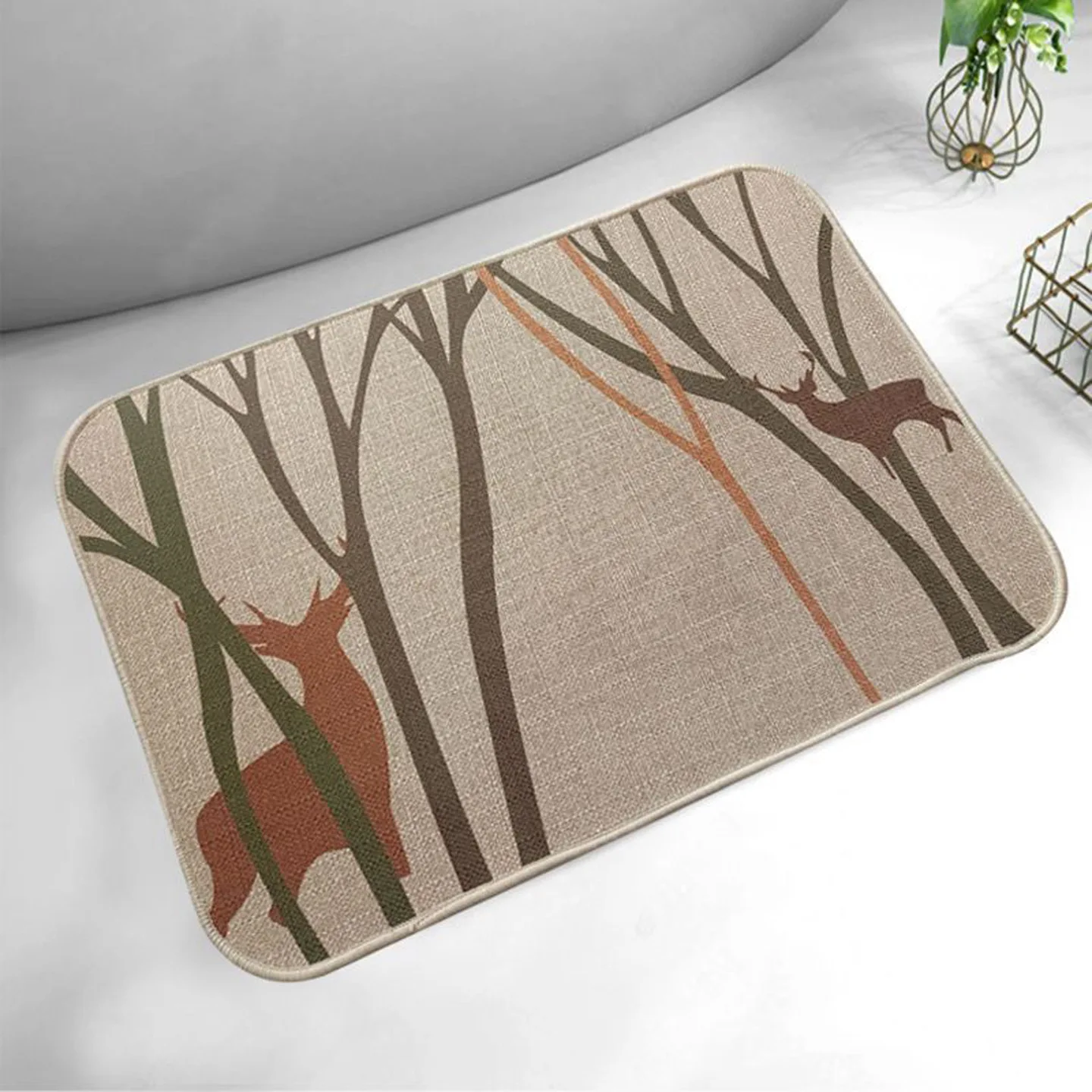 Cute Potted Cactus Doormat, Linen‑Style Non‑Slip Washable Waterproof Entryway Bathroom Floor Mat Home Decor