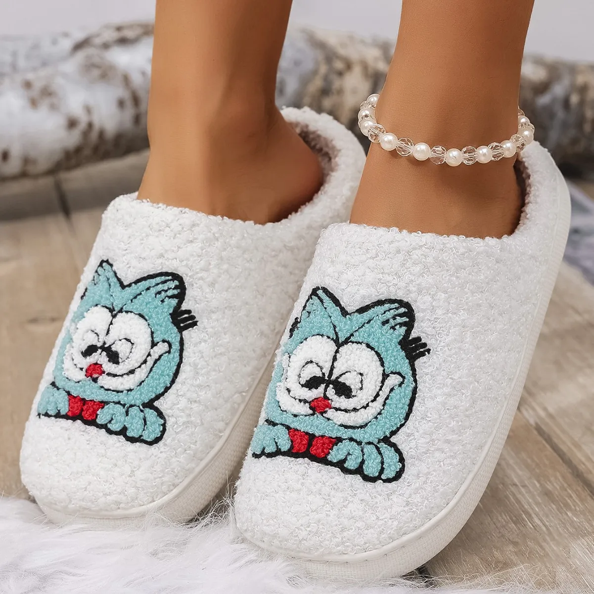 

Зимние домашние удобные плюшевые тапочки Smile Pop с милыми мультяшными черепахами, пушистые хлопковые тапочки, нескользящие теплые домашние тапочки