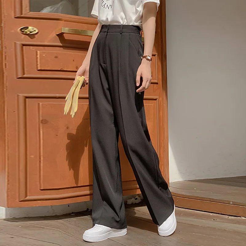 Pantalones rectos de pierna ancha para mujer, traje pequeño de pierna ancha, alta calidad, primavera y otoño, novedad de 2023