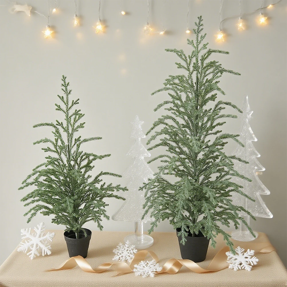 

85/110cm Christmas Norfolk Pine Tree Artificial Christmas Tree Faux Potted Plants for Front Porch Christmas Indoor Outdoor Decor