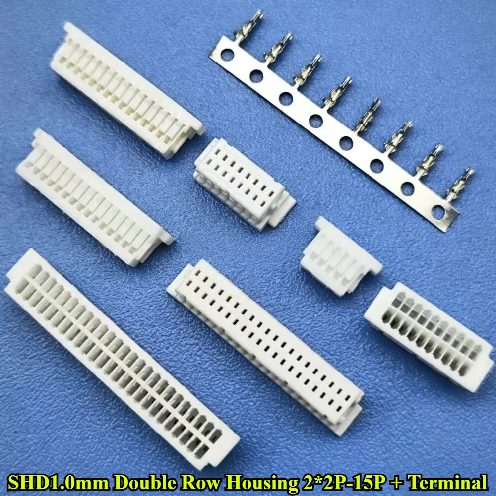 100Pcs JST SHD1.0mm Double Row Housing 2*5P/6P/8P/9P/10P/15P Pitch 1.0mm SHDR-30V-S-B Plastic Shell Terminal Connector