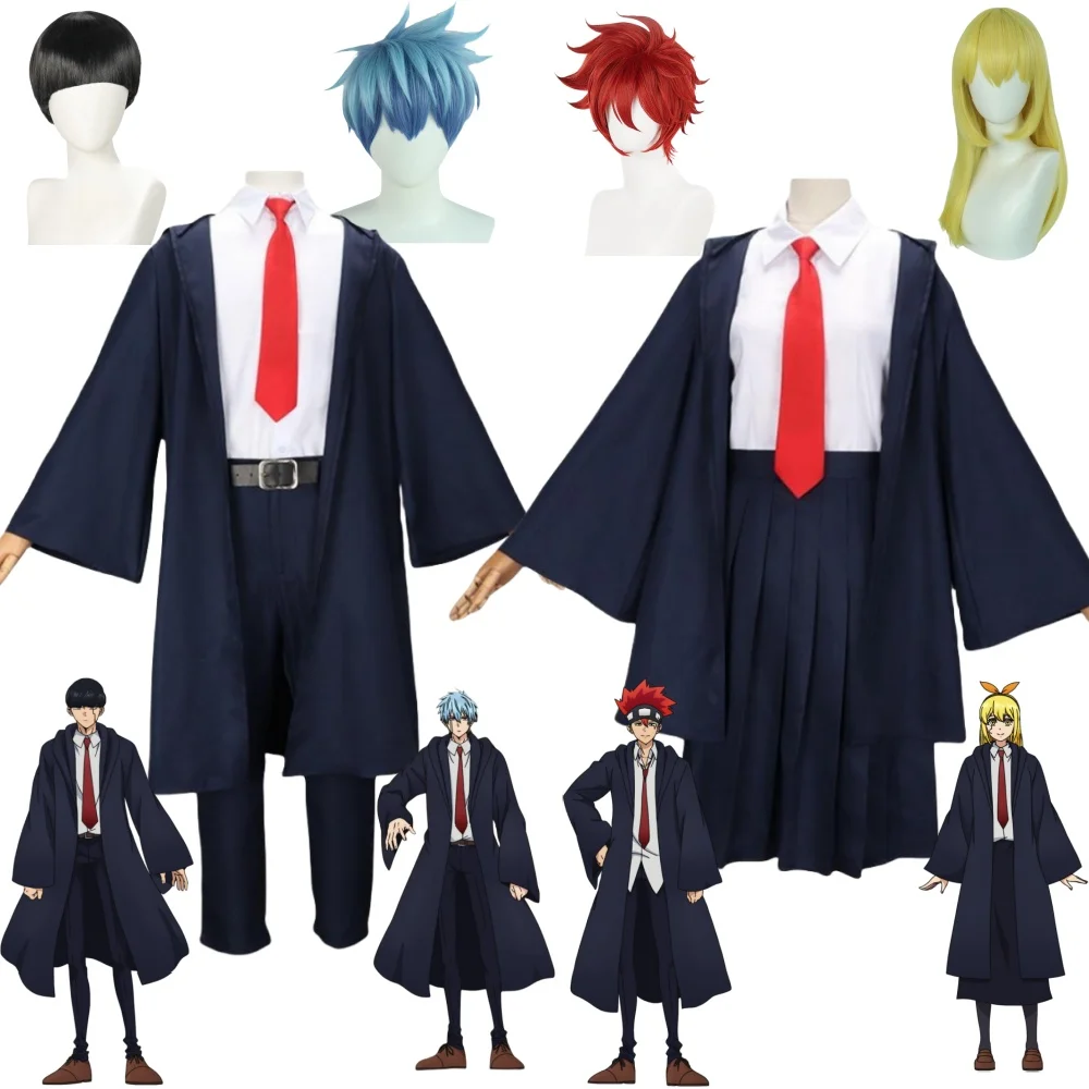 

Mashle Magic and Muscles Cosplay Anime Costume Mash Lance Lemon Dot Finn Easton Magic Academy Uniform Blue Robe Wig Shirt Tie