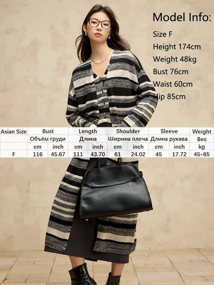 BirdTree, Acetate Wool Silk Cardigans, Open Stitch, Striped Women's Jacket, Fashion Elegant Vintage, 2024 Autumn Winter C49703QM