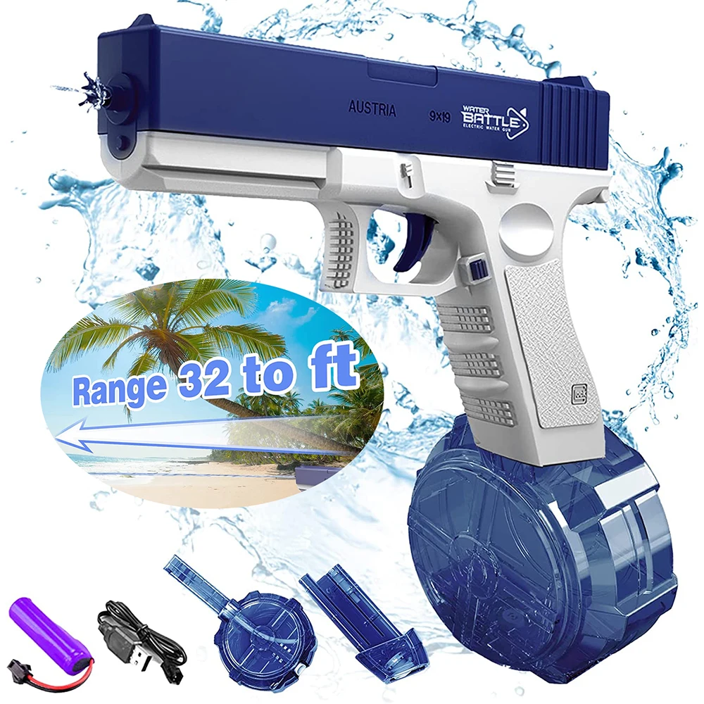 

Electric Water Guns Up to 32 FT Range One Button Automatic Squirt High Capacity Toy Blasters for Kids Pool Party Beach Outdoor