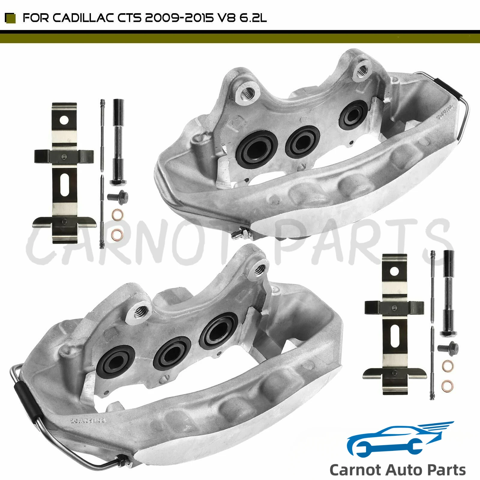 2xFront L & R Disc Brake Caliper w/ 6 Piston for Cadillac CTS 2009-2015 V8 6.2L 185200, 185201, 1722487, ‎25912477