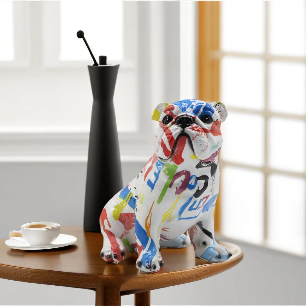 

Nordic Graffiti Artwork Bulldog Ornament Resin Crafts Soft Decoration Home Furnishings Living Room Cabinets Decorations