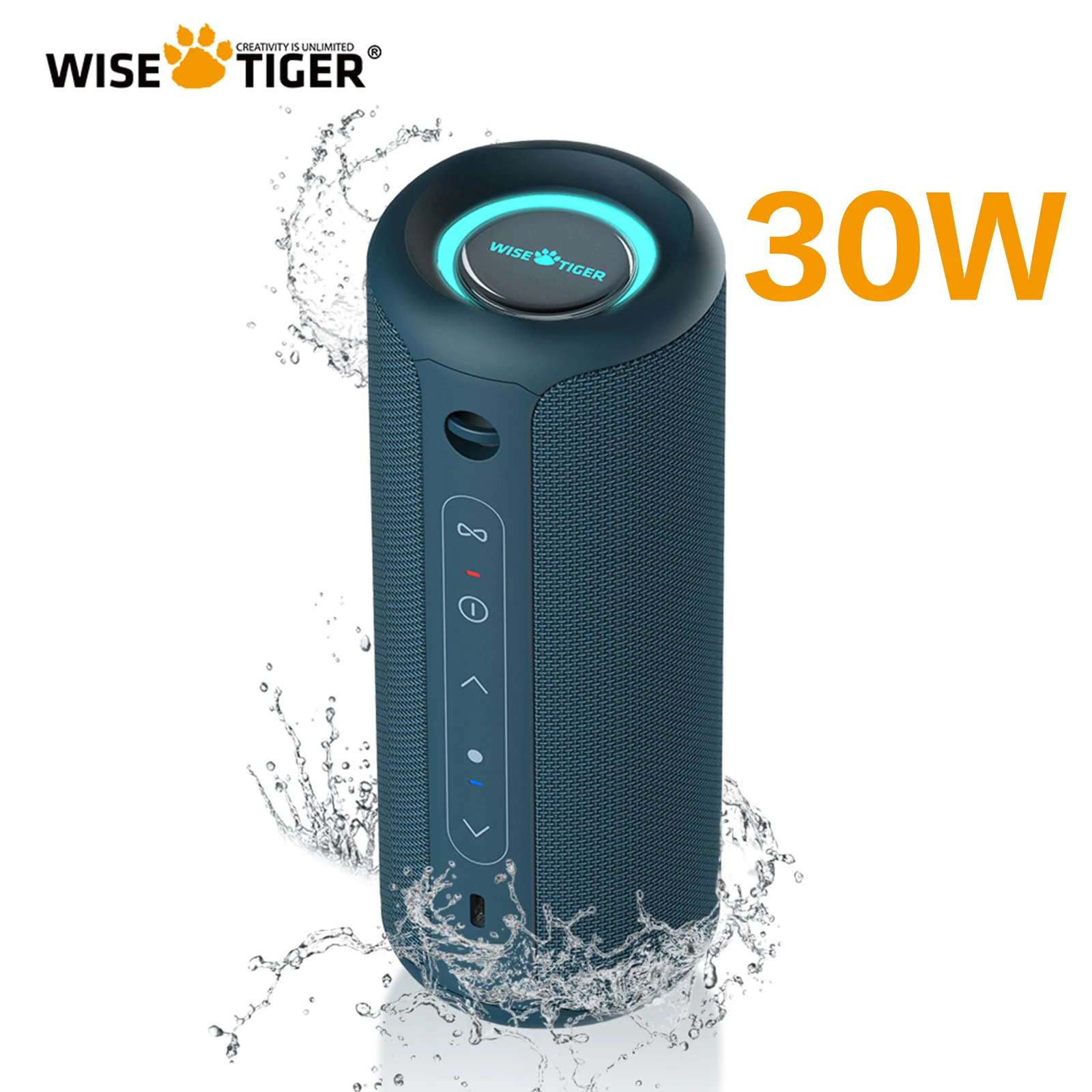 WISETIGER P3 Altavoz Bluetooth 30W altavoz portátil para exteriores IPX7 impermeable sonido de alta calidad HD estéreo envolvente bajo Boost