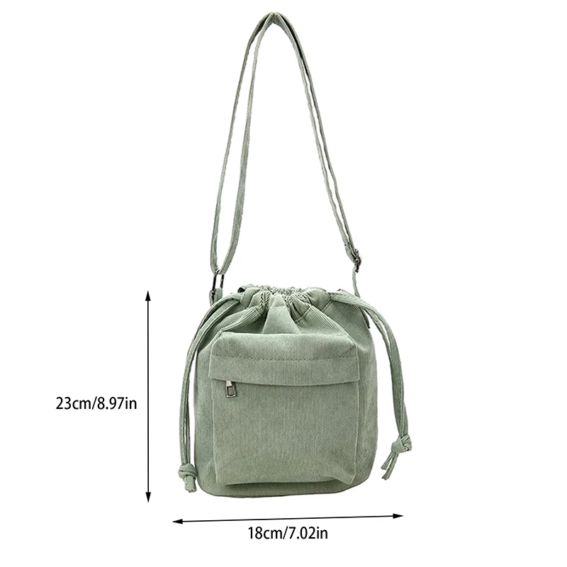 Bolso de hombro medio para mujer, bolso de cubo con cordón de estilo coreano, bolso cruzado ligero informal para jóvenes