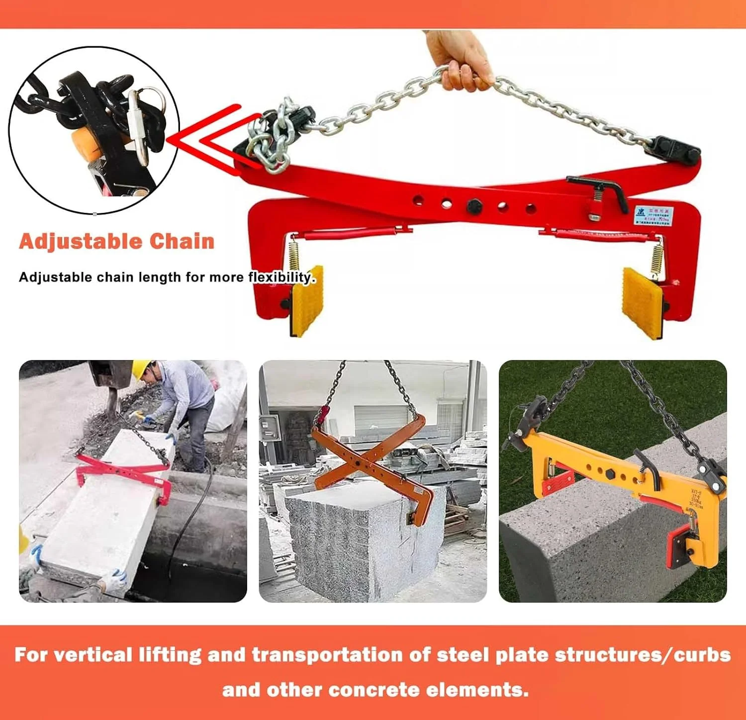 Pinze per fascette di sollevamento - Strumento di apertura a ganascia regolabile per sollevare pietre, blocchi di cemento, piastre di alluminio e metallo S