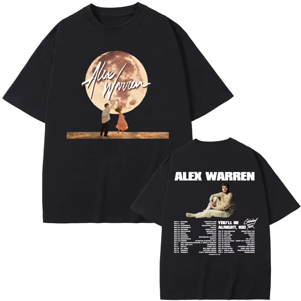 Alex Warren Global Tour T Shirts You'll Be Alright Kid World Tour T-shirts Men's Hip Hop Harajuku Streetwear pure Cotton T-shirt
