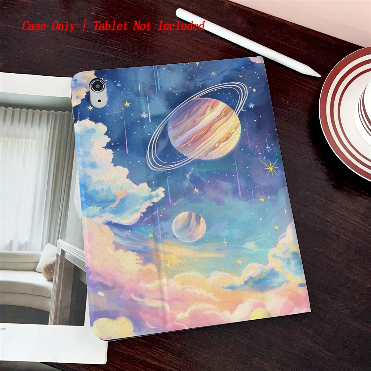 

8 Fresh Style Printed iPad Case, 360° Rotating Stand & Pen Slot,Book Style, Auto Sleep/Wake, Compatible with Various Apple iPads