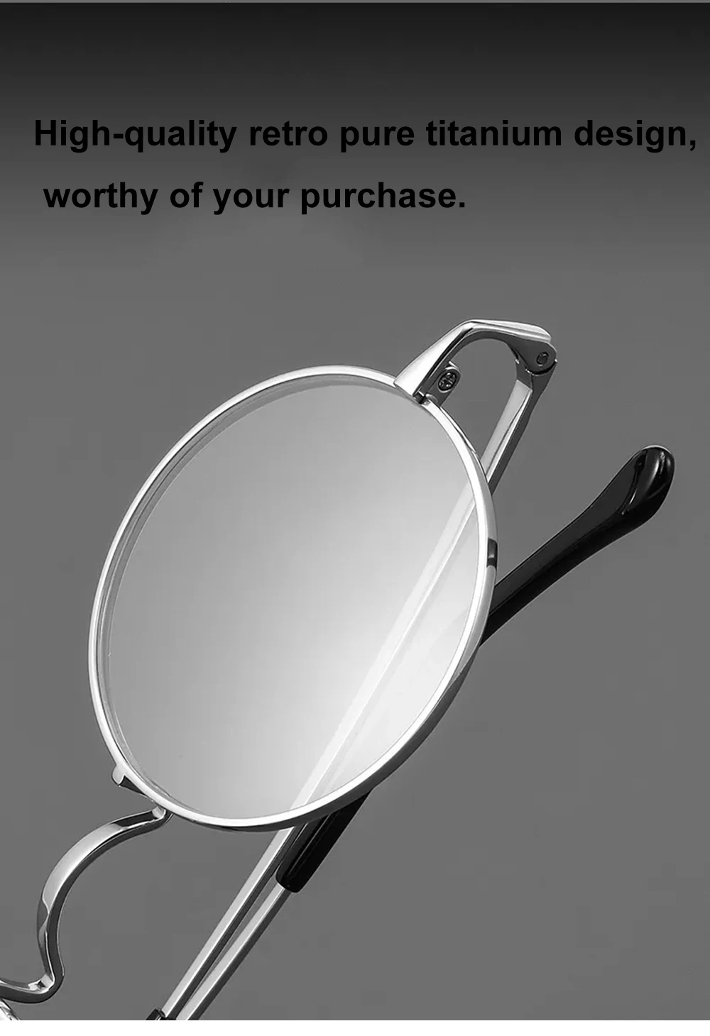 Dark Academia Runde Titan-Brillenfassung 7g Ultraleicht Vintage Kleine Gesichtsbrille für Männer und Frauen Ohne Nasenpolster Zauberer-Brille – Detail 7