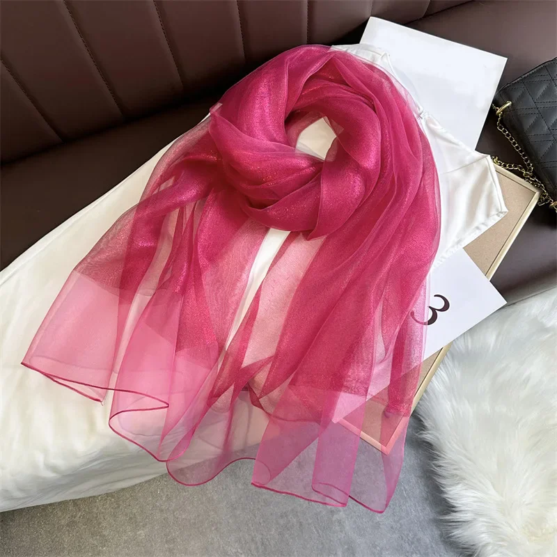 2025 jedwabny szalik wełniany dla kobiet solidne szaliki szale okłady Pashmina hidżab Foulard Femme etole plażowe chustka luksusowej marki Poncho