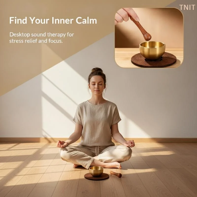 Original Intention Mini Brass Chant Bowl, Sound Bowl, Calming Hand Therapy Sound Copper Chant Bowl, Sandalwood Harmonious Sound