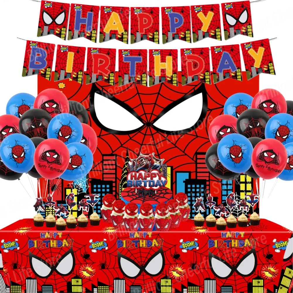 SpiderMan Dekoracje urodzinowe Superbohater Jednorazowa zastawa stołowa Baner Balony Dzieci Chłopcy Baby Shower Spider Party Event Supplies