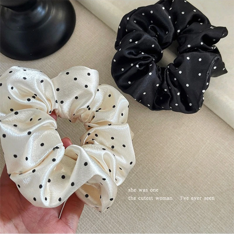 Fashion Polka Dot Scrunchies Large Hair Bands Maruko Head Braid Rubber Band Female Elegant Hair Rope Ties Ponytail Headwear image 6