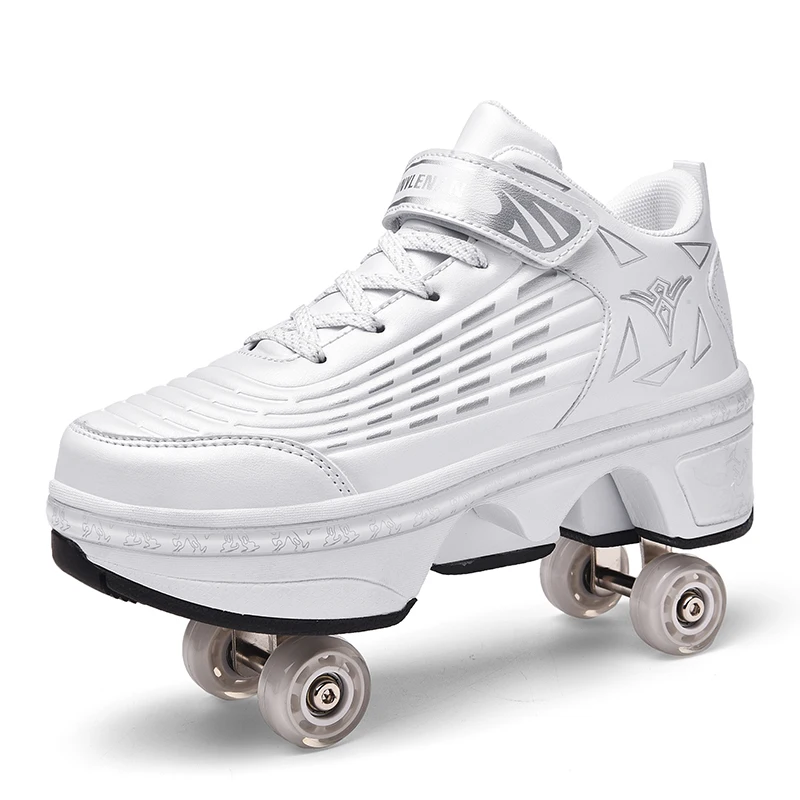 Fashion Sneakers Double 4 Wheels Comfortable Waterproof Christmas Gifts Kick Out Wheeled Roller Skate Shoes for Girls Boys