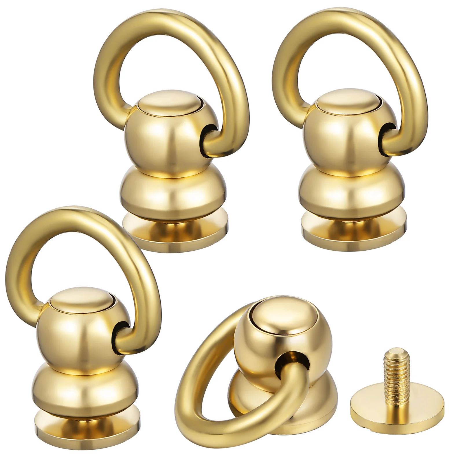 

4Pcs D Ring Rivets Brass Screw Studs Purse Making D Rings Fasteners Strap Connectors Handbag Dog Collar Ring Rivet
