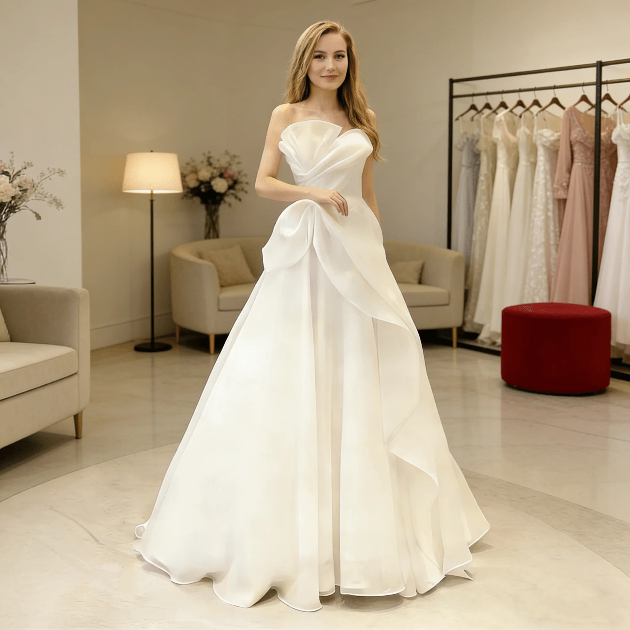 

Customized Simple Prom Dress A-line luxury Strapless Sleeveless graduation celebration dress gowns For Women Evening dresses