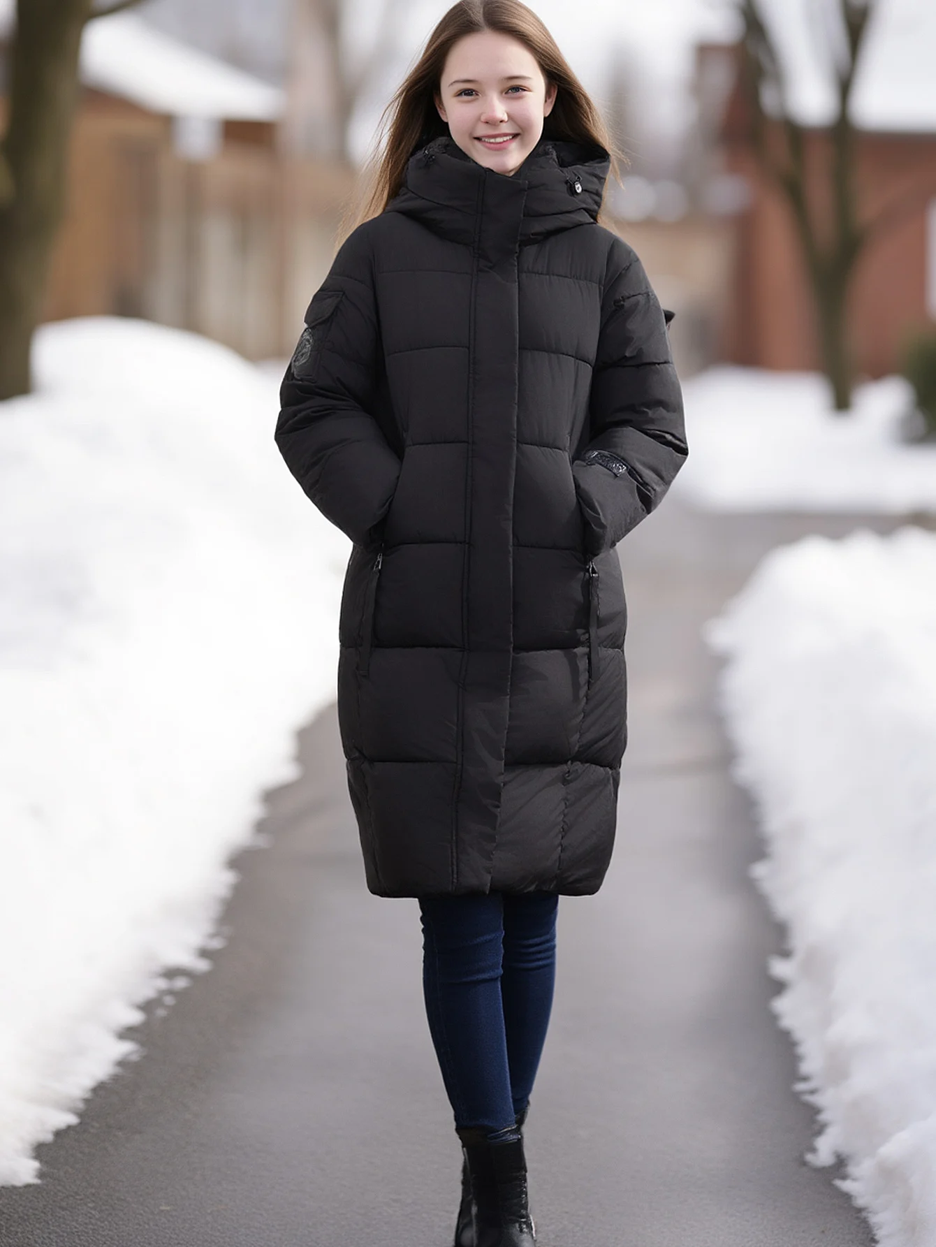 

Women's Long Casual Hooded Zip-Up Padded Coat Winter Fall Outerwear