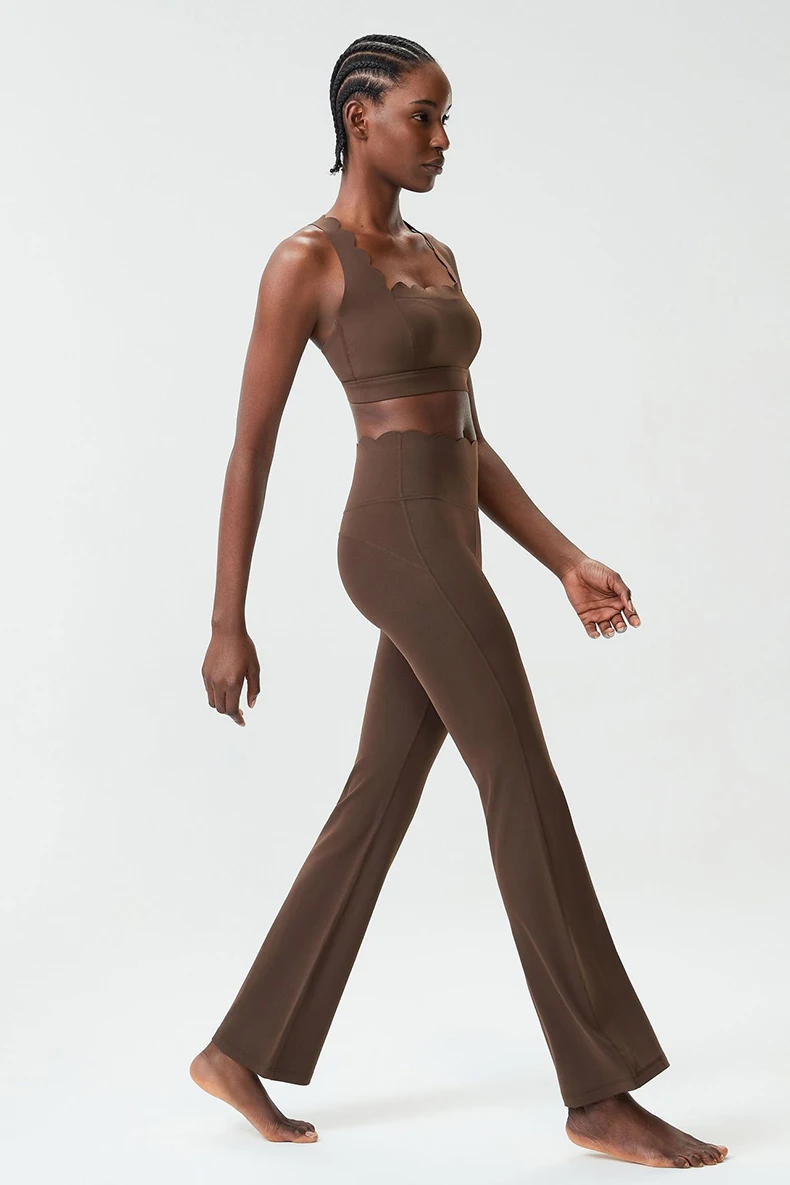 Zweiteiliges Fitness-Yoga-Set für Damen, einfarbig, dehnbar, weich, atmungsaktiv, schnell trocknend, Trainingskleidung, Sportbekleidung für Damen – Detail 9