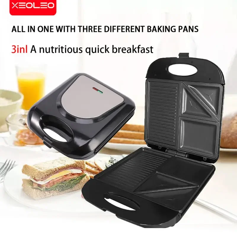 

XEOLEO 1400W Multifunctional Electric Waffle Maker 3 IN 1 Sandwich Breakfast Machine Steak Machine Non-stick Waffle Iron
