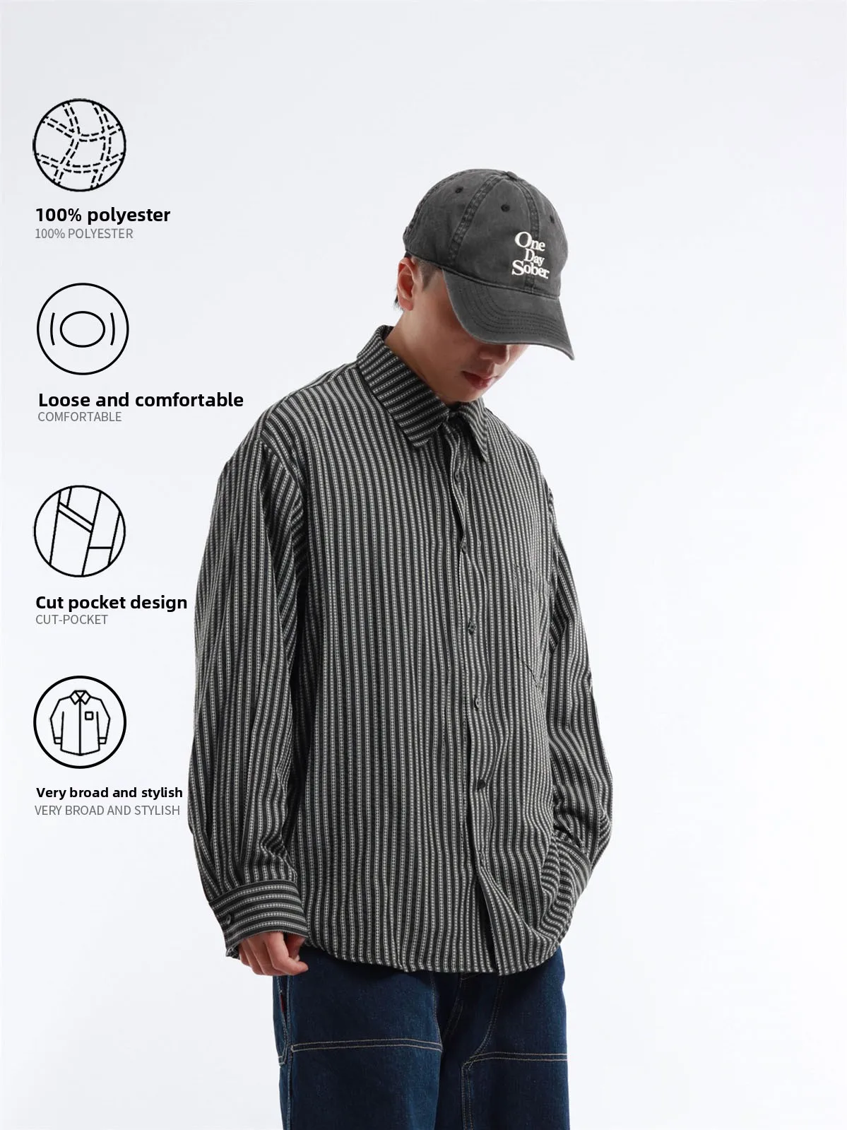 Bsapa Vintage Japanese Loose Fit Long Sleeve Shirt Spring Thin Stripe Casual Style Men Women Shirt Polyester Lyocell Fiber
