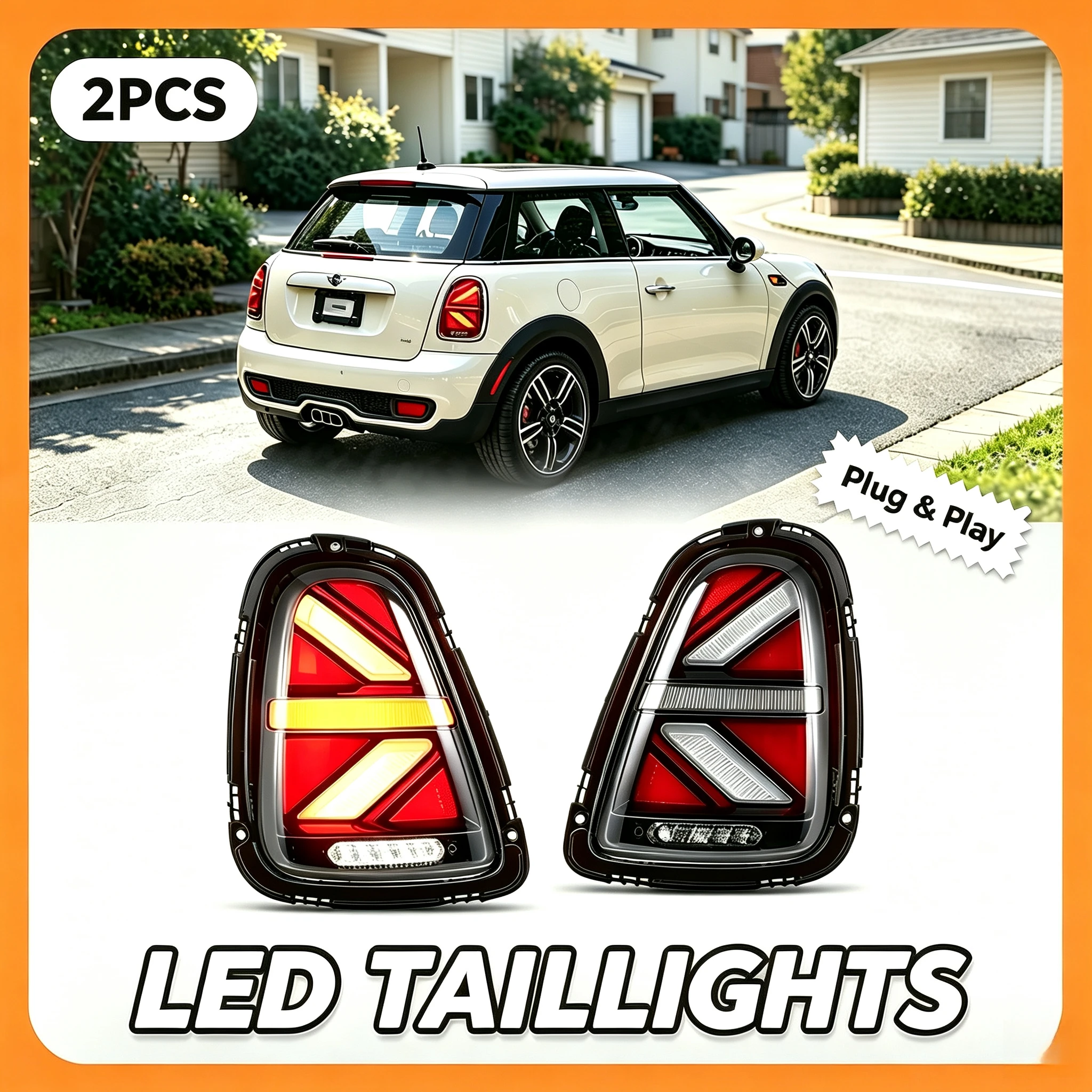 2 Stück LED-Rückleuchten für Mini Cooper R56 R57 R58 R59 2007-2013, dynamischer Blinker, Rückleuchte, Plug-and-Play