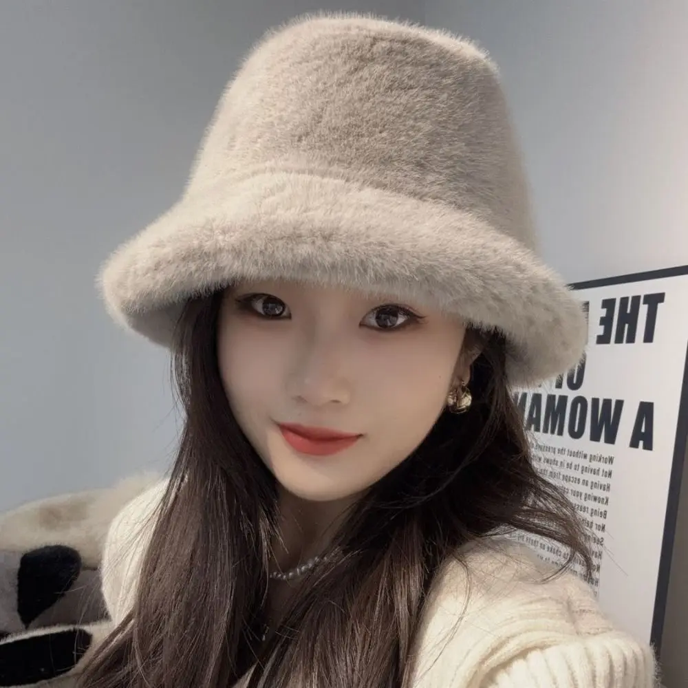قبعة دلو نسائية منفوشة ، قبعة صياد ، قابلة للطي ، قطيفة مقاومة للرياح ، أحادية اللون ، فرو صناعي ، سميكة ، دافئة ، خارجية ، تزلج ، شتاء