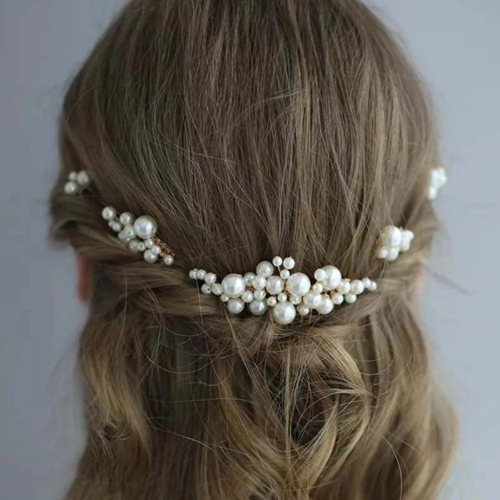 

Винтажные заколки для волос с цветами, золотые, с имитацией жемчуга, свадебный головной убор, тиара, серебряный жемчужный гребень для волос, украшение для головы