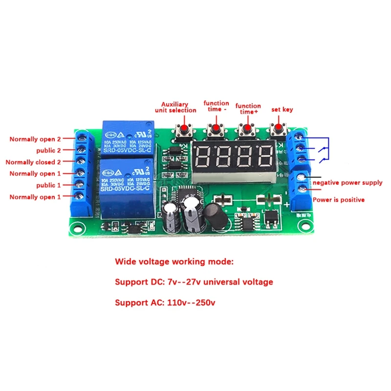 Two Way Delay Relay Module Pulse Trigger DC 7-30V