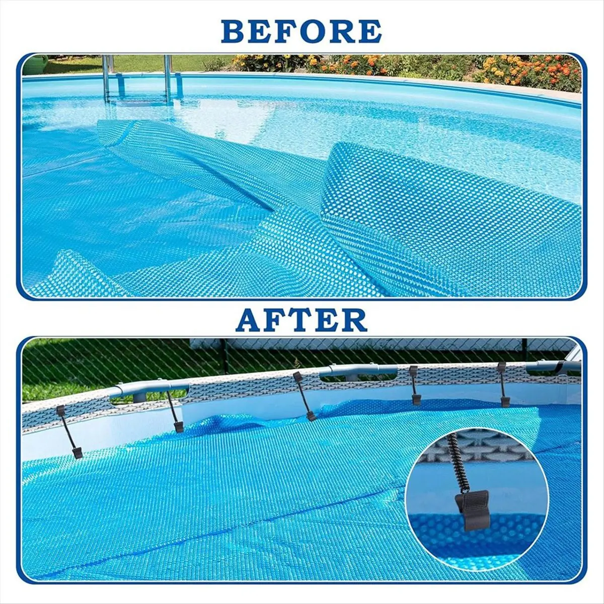 A75K 12 Pcs Swimming Pool Cover Clips for Above Ground Pools Solar Cover Reel Attachment Kit Wind Guard Swimming Pool Cover