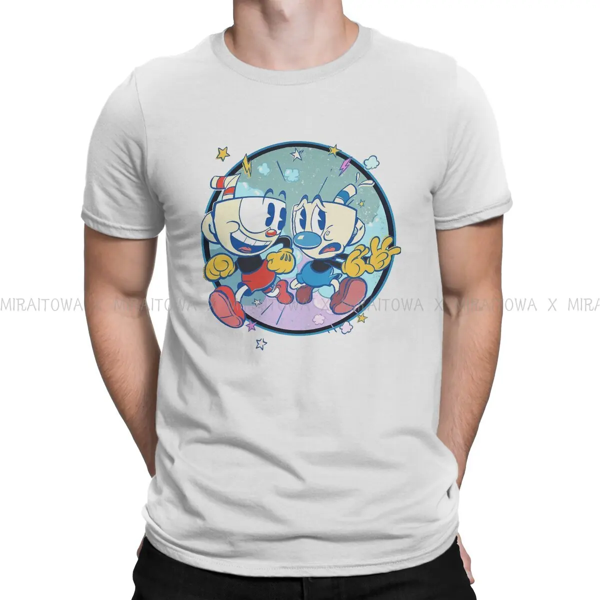 The Cup Head Show  Fashion TShirts Cuphead Battle Adventure Game Men Harajuku Pure Cotton Tops T Shirt Round Neck