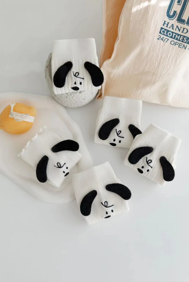 

Women Spring Autumn Cute Cartoon Mid Tube Socks, Solid Color 3D Stereo Ears Soft Cotton Daily Fashion Socks For Young Girls