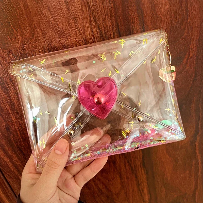 Bolsa de cosméticos Hello Kitty, bolsa de sobre transparente de Pvc, mini bolsa de lápiz labial de gran capacidad, bolsas de tarjetas impermeables para certificado Michu