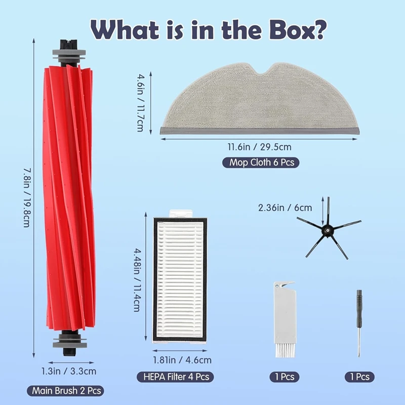 Sostituzione del Kit di accessori compatibile per Roborock Q7 / Q7 + / Q7 Max / Q7 Max + aspirapolvere Robot, spazzola principale, cuscinetti in tessuto Mop